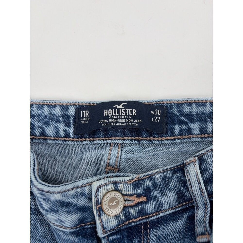 Hollister Ultra High Rise Acid Wash Ripped Patchwork Mom Jeans Womens 30x27 - Picture 3 of 10